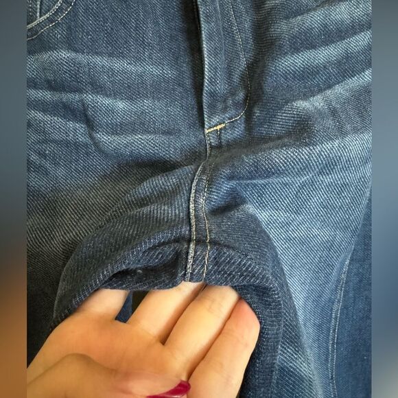 WEEKEND MAX MARA Wide Leg Barrel Jeans Split Hem Sz 29 in Dark Wash High Rise - Picture 7 of 9